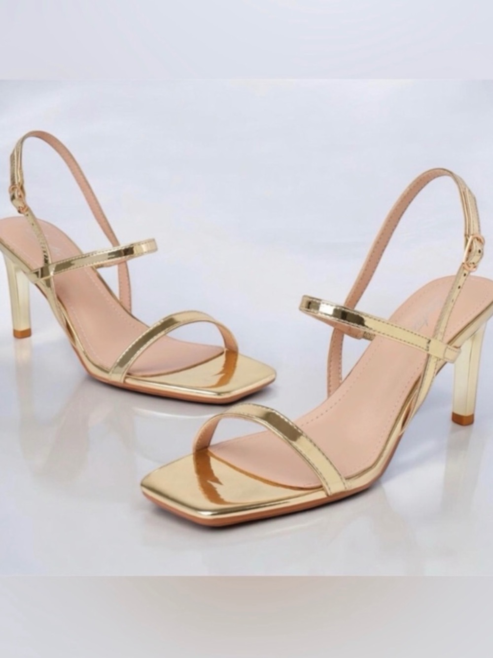 Mostrin Gold Metallic Strappy Slingback Heels - Women